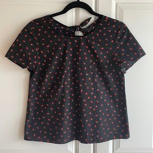 Madewell Strawberry Cotton Open Back Shortsleeve Top Size S